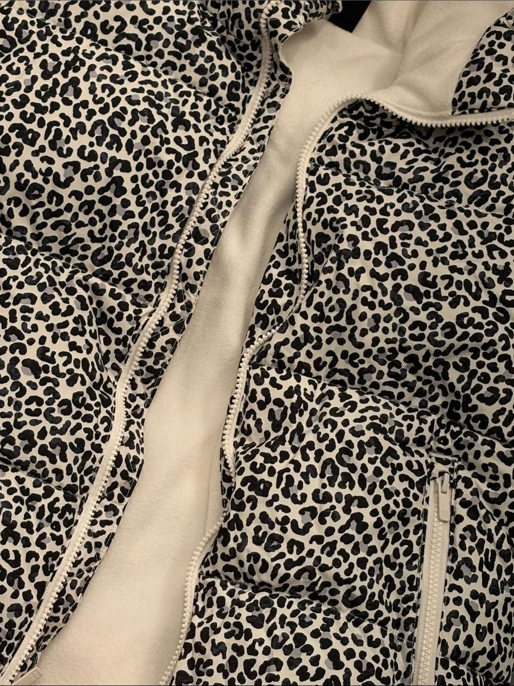 all in motion Black and White Leopard Print Puffer Jacket